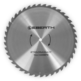 EBERTH Lame de Scie Circulaire en Acier avec Dents en Carbure Diamètre 700mm, Alésage 30mm, Épaisseur de la Lame 3mm