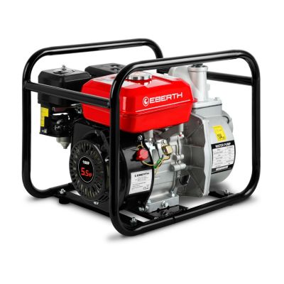 EBERTH Pompe a Eau Pompe de Jardin a Essence, Moteur 5,5CV, 4 Temps, Débit 30.000l/h