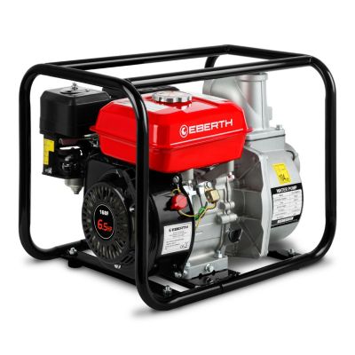 EBERTH Pompe a Eau Pompe de Jardin a Essence, Moteur 6,5CV, 4 Temps, Débit 60.000l/h