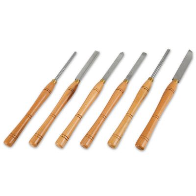 EBERTH Set de couteaux à tourner avec coffret en bois, 6 fers à tourner HSS de haute qualité, acier rapide, Set de ciseaux à bois