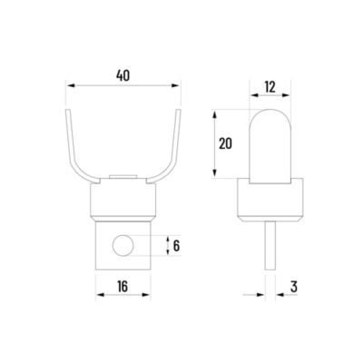 EBERTH Tête de coupe à fourche lisse pour machine à nettoyer les tubes, C-Cutter tubes de 50-125mm, accouplement M6, tête 40mm