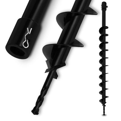 EBERTH Tarières de jardin en acier, diamètre 60 mm, longueur 800 mm, logement 20 mm, emboîtement avec boulon de sécurité