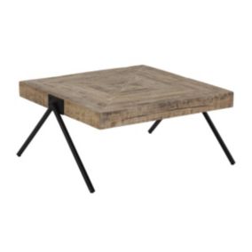 ECAMA - Table Basse Rectangulaire en Bois de Manguier et Métal Noir