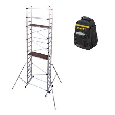 Echafaudage 2 plateaux - Hauteur travail 6.46m + Sac à dos de chantier - PN/CLA-SAC