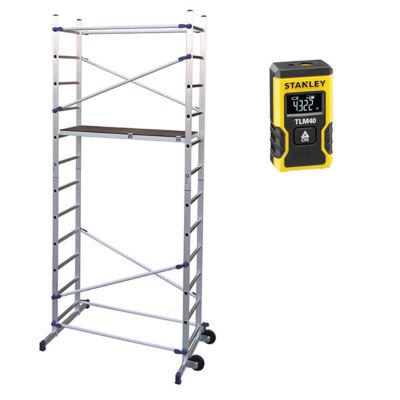 Echafaudage domestique : Hauteur de travail max 4.36m + Télémètre laser STANLEY - PN/CLI-LASER
