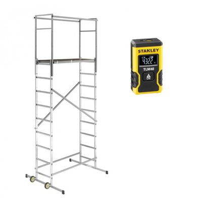 Echafaudage domestique: Hauteur de travail max 4.5m + Télémètre laser STANLEY - 9475-901-LASER
