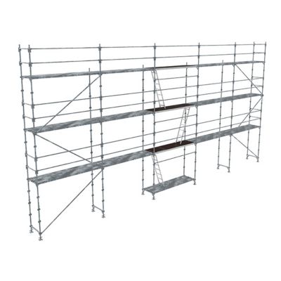 Echafaudage fixe de façade 128m² - Structure + Plancher - Garde-corps ...