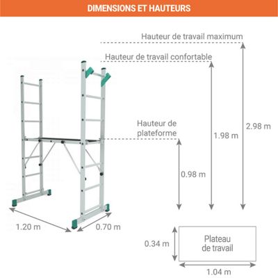 Echafaudage pour escalier : 3.00m haut. travail max - 8507