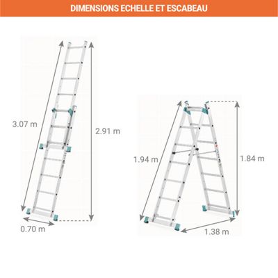 Echafaudage pour escalier : 3.00m haut. travail max - 8507