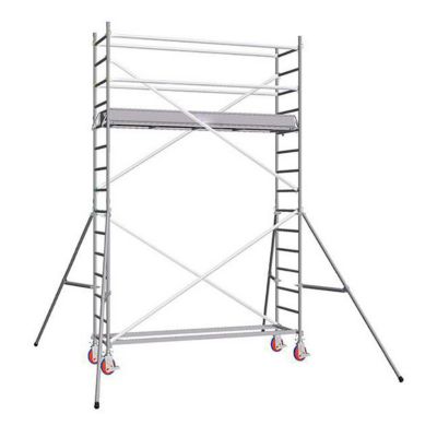 Echafaudage roulant alu - embase simple - hauteur de travail max 4.90m ...