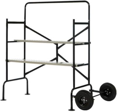 Echafaudage roulant avec garde corps pliable et ajustable en acier