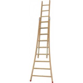 Echelle bois coulissante 2x13 barreaux - Hauteur à atteindre 5.53m - BE2BE350