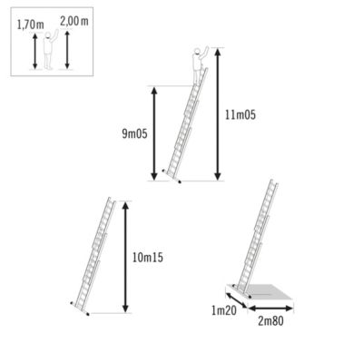 Echelle coulissante Hailo Trio 3x16 marches