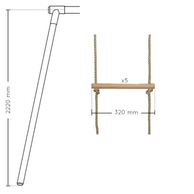 Échelle de corde 5 barreaux pour portique 2,00/2,50m Soulet