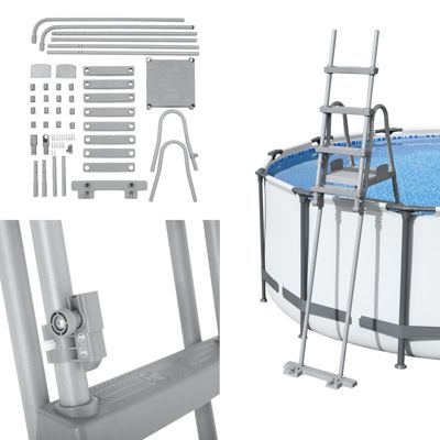 Echelle de Securite pour Piscines Bestway Flowclear 76,5x125x135/192 cm pour Piscines Demontables de 132 cm de Hauteur