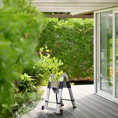 Echelle/escabeau télescopique double - Aluminium 2x6 marches H 3,8M (1,9+1,9)