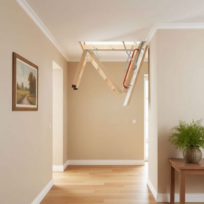 Echelle escamotable bois - Trémie de 80x120cm - Hauteur de 2.32 à 2.80m - LWK80120-2