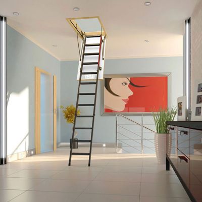 Echelle escamotable en métal - Trémie de 60 x 120cm - Hauteur de 2.20 à 2.80m - LMK60120-2