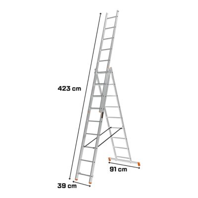 Échelle multiposition 3 éléments Magnusson en aluminium charge maxi 150 kg hauteur maxi 5,65 m
