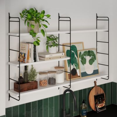 Échelle support pour étagères murales H.87 cm noir, GoodHome Rigga