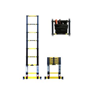 Echelle télescopique 2m Woerther avec barre stabilisatrice plus sac porte outils