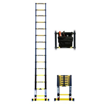 Echelle télescopique Woerther 4m40 avec barre stabilisatrice + Sac porte-outils