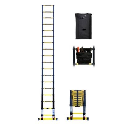 Echelle télescopique Woerther 5m20 avec barre stabilisatrice + Housse +Sac porte-outils