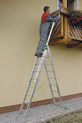 Echelle transformable 3 plans 3x12 barreaux - Longueur max. 7.96m - Sol plat - 7612