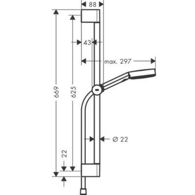 Ecostat Set Mitigeur thermostatique douche + Douchette à main XXL 105mm 3 jets, flexible douche 160cm, barre 65cm