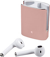 Ecouteurs connectés Bluetooth boîtier rose