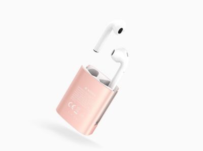 Ecouteurs connectés Bluetooth boîtier rose
