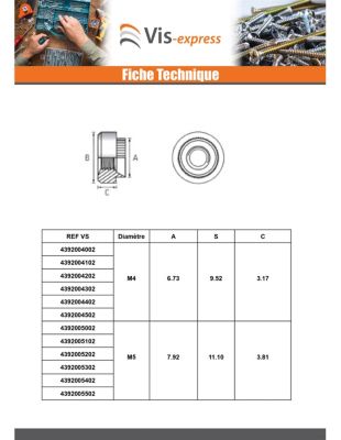 Ecrou à riveter Cylindrique M3 Epaisseur tole 2.5MM Acier zingué - 1 pièce
