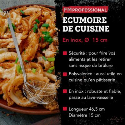 FM Professional Araignée Cuisine Inox 16 Cm - Écumoire 46,5 Cm Pour Friture Et Cuisson