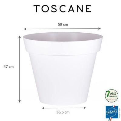 EDA Pot de fleur rond Toscane - O 60 x H 47 cm - 76 L - Blanc