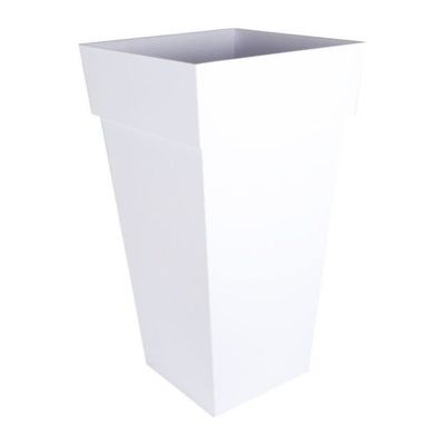 EDA Pot de fleurs XXL Toscane - Carre - 43,3 x 43,3 x H 80 cm - 98 L - Blanc