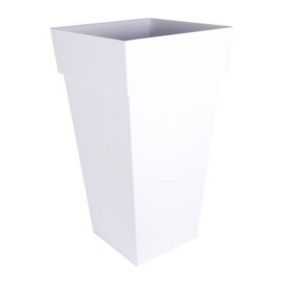 EDA Pot de fleurs XXL Toscane - Carre - 43,3 x 43,3 x H 80 cm - 98 L - Blanc