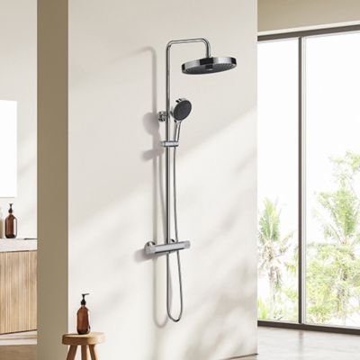 Edouard Rousseau - Colonne de Douche Thermostatique CONCAVE - Douchette 3 Jets - Sécurité anti brûlure - Chromée