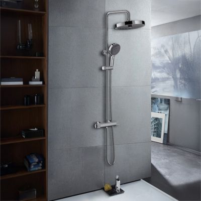 Edouard Rousseau - Colonne de Douche Thermostatique CONCAVE - Douchette 3 Jets - Sécurité anti brûlure - Chromée