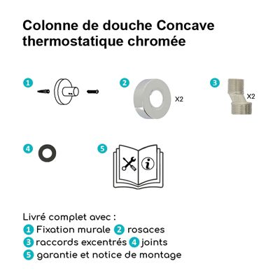 Edouard Rousseau - Colonne de Douche Thermostatique CONCAVE - Douchette 3 Jets - Sécurité anti brûlure - Chromée