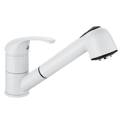 Edouard Rousseau - Mitigeur Évier BAGO - Douchette Extractible 2 Jets - Flexible Inox 1,20 m - Blanc