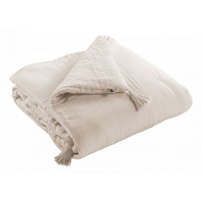 Edredon Gaïa L'EFFET PAPILLON double gaze coton taupe 90 x 200 cm