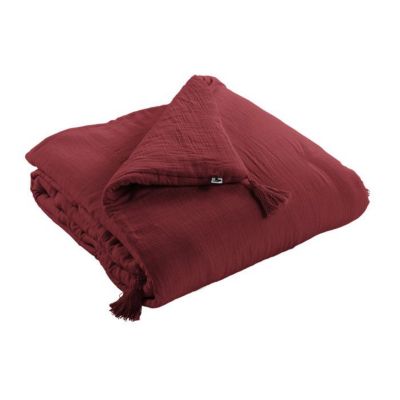 Edredon ou Bout de lit "Gaïa" toutes dimensions "Gaze de Coton" - 150x150 - Gaïa Lie de Vin