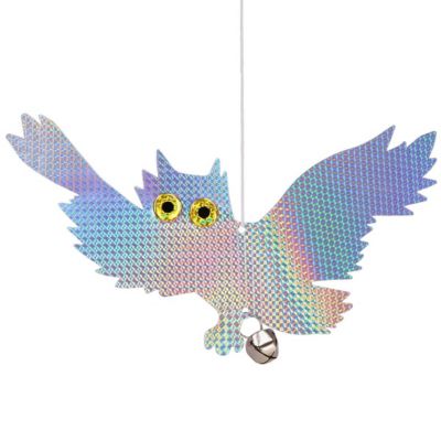 Effaroucheur d'oiseaux avec cloche et hologramme de hibou suspendu