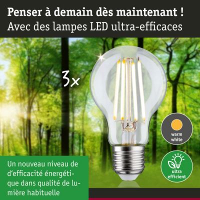 Efficient-Line Filament 230 V Ampoule LED E27 Kit de 3 3x840lm 3x4W 3000K Clair