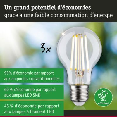 Efficient-Line Filament 230 V Ampoule LED E27 Kit de 3 3x840lm 3x4W 3000K Clair