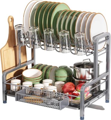 Egoutoire Vaisselle Cuisine avec 2 Niveaux inox