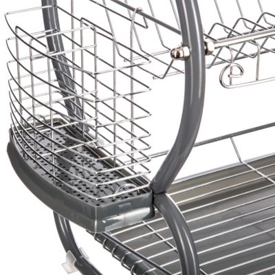 Egouttoir en métal chromé 2 niveaux 5Five gris