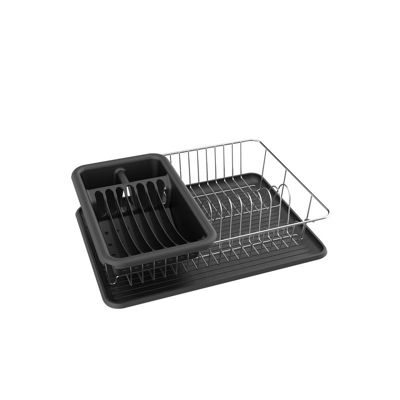 Egouttoir à  vaisselle avec plateau en Acier Chromé Noir mat MSV