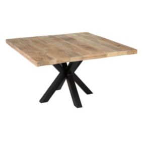 EGUR - Table Repas Carrée 130cm Pieds Métal et Plateau Bois