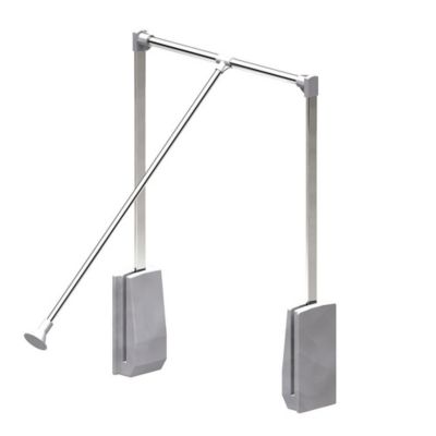 Elévateur de penderie escamotable en acier - boîtier argent - largeur dressing 690-920 mm